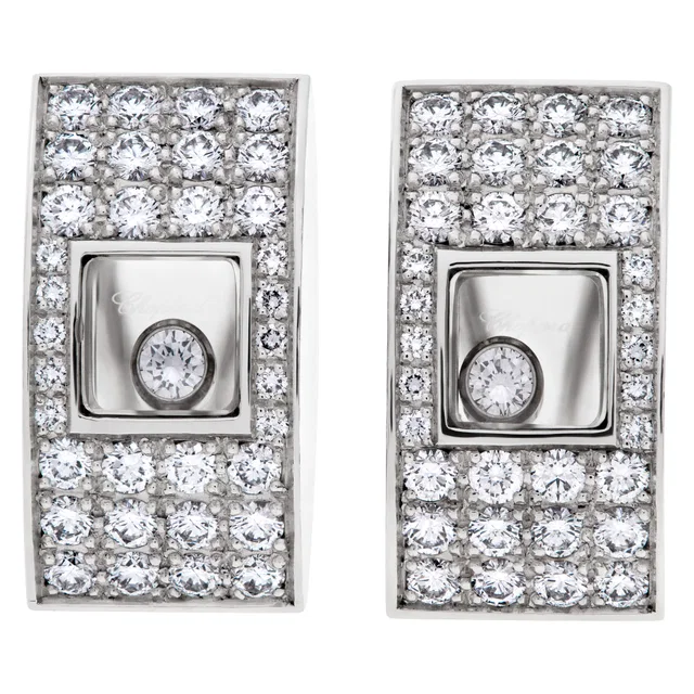 Chopard Happy Diamonds Square Earrings 18K white gold W/ Approx 1.25cts in White White Gold from Gray And Sons