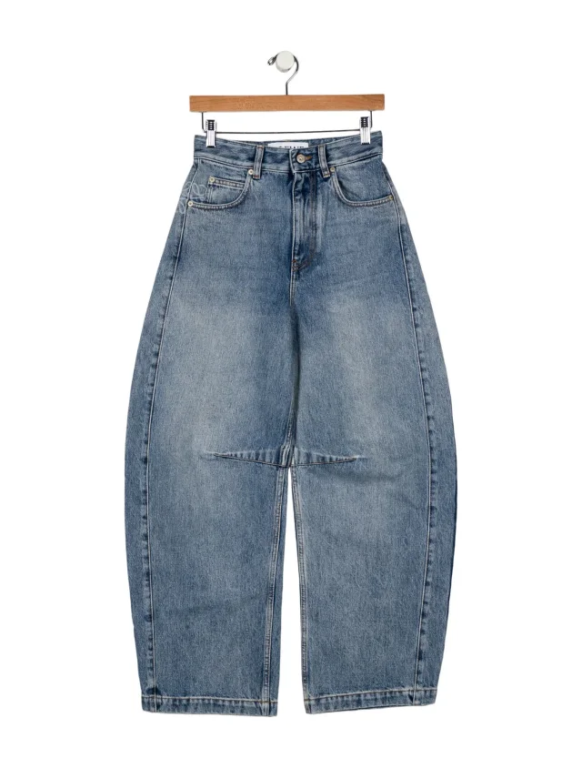 Loewe Barrel Jeans Wide Leg Jeans in blue Leather from The RealReal