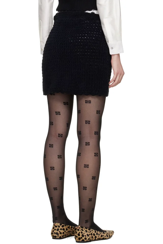 GANNI Black Crochet Miniskirt, photo 3 of 4 from SSENSE