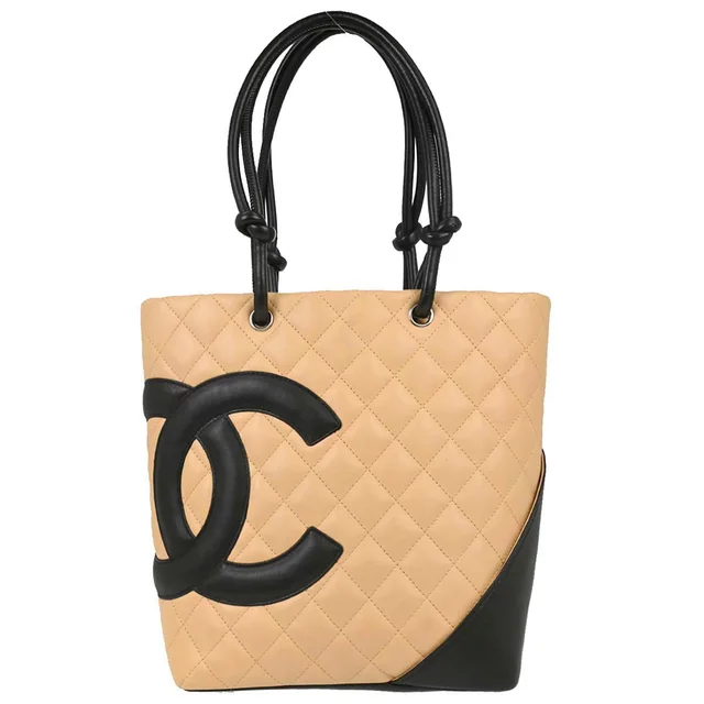 Chanel 2005-2006 Beige Calfskin Cambon Ligne Tote Handbag in Beige Calfskin from AMORE Vintage Tokyo