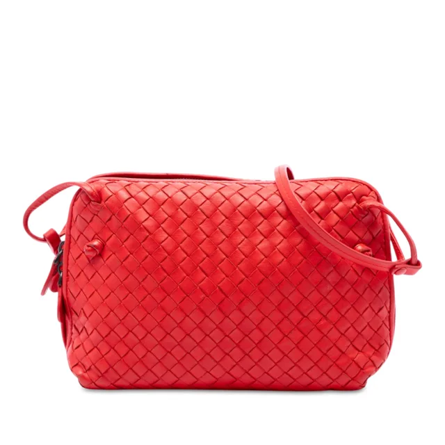 Red Bottega Veneta Nappa Intrecciato Nodini Crossbody in Red Nappa leather from Designer Revival