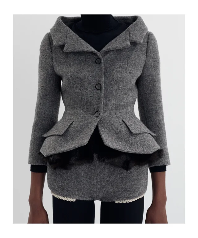 Magda Butrym Tailored blazer with faux fur peplum in grey from SENSER, photo 1 of 1