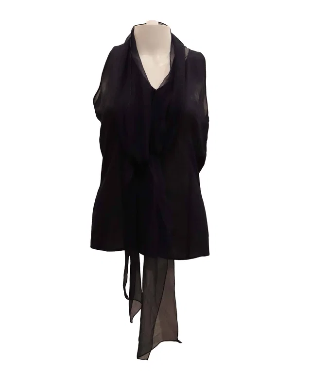Dior navy silk tank top blouse with bow in Navy Silk from Luxury Promise