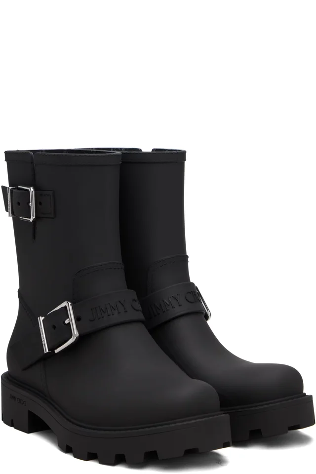 Jimmy Choo Black Biker Rain Boots, photo 4 of 5 from SSENSE