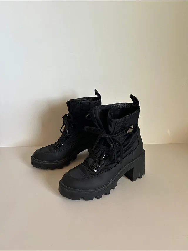 Moncler Chunky Lug-Heel Ankle Boots in black from Poshmark