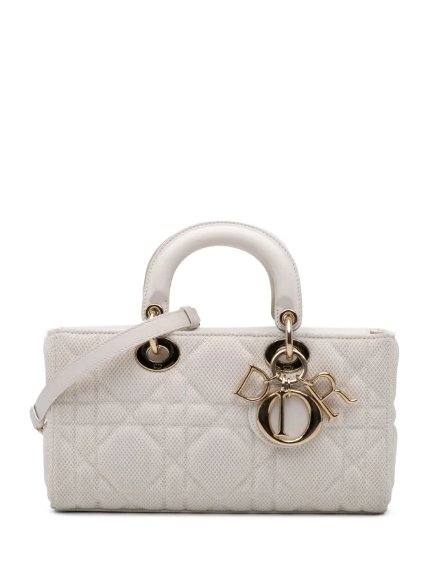 Dior Pre-Owned 2000-2024 Medium Technical Fabric Macrocannage Lady D Joy Satchel | White | FARFETCH in White from Farfetch