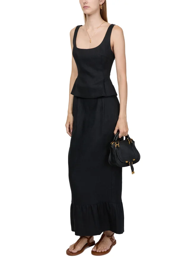 POSSE Matilda column skirt in Black 100% linen, photo 6 of 6 from 24S (US)