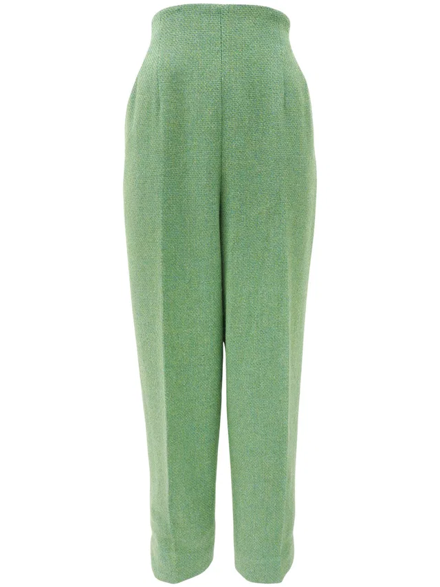Dior Wool Hem Slit Pants #11 Green in Green Wool from VINTAGE QOO TOKYO