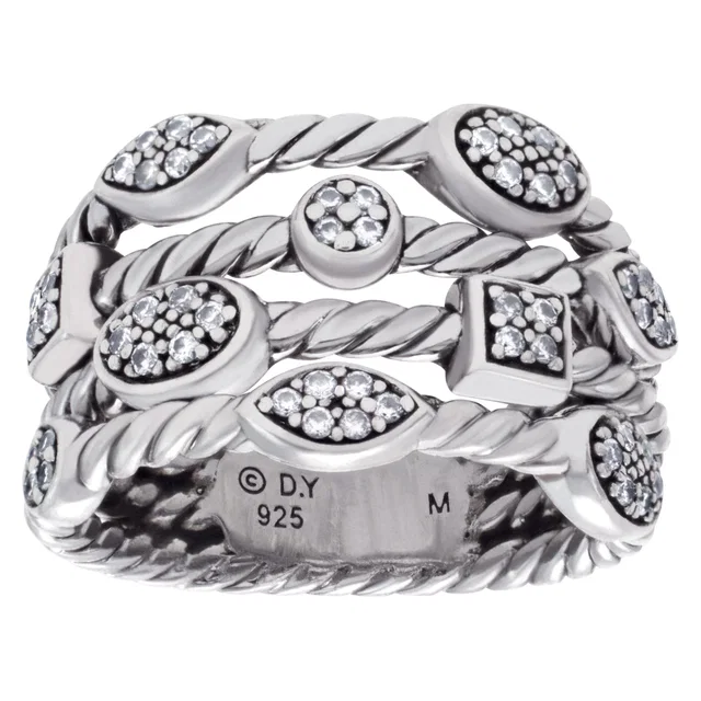 David Yurman "Confetti" ring with diamond accents in Sterling Silver from Gray And Sons