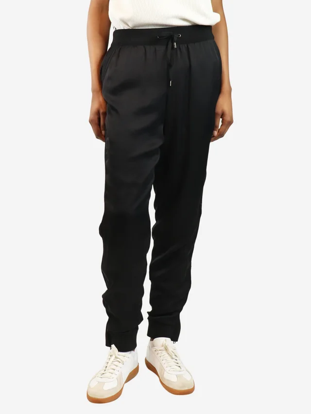 Tom Ford Black satin joggers - size UK 6 in Black Satin from Sign of the Times