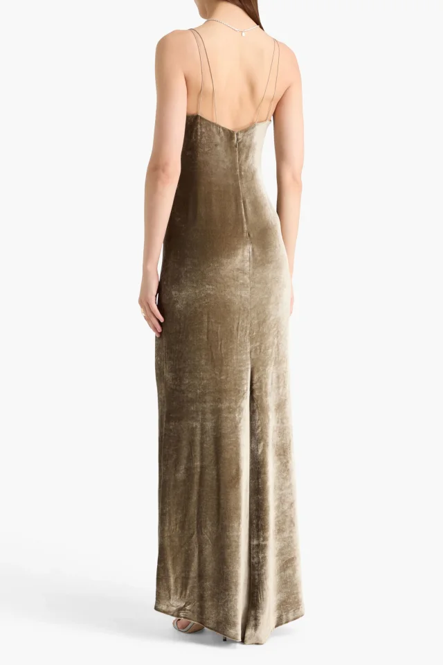 Brunello Cucinelli Bead-Embellished Velvet Maxi Gown, photo 3 of 4 from THE OUTNET
