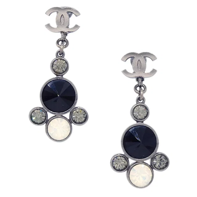 Chanel CC Dangle Earrings Clip-On Rhinestone 06A from AMORE Vintage Tokyo