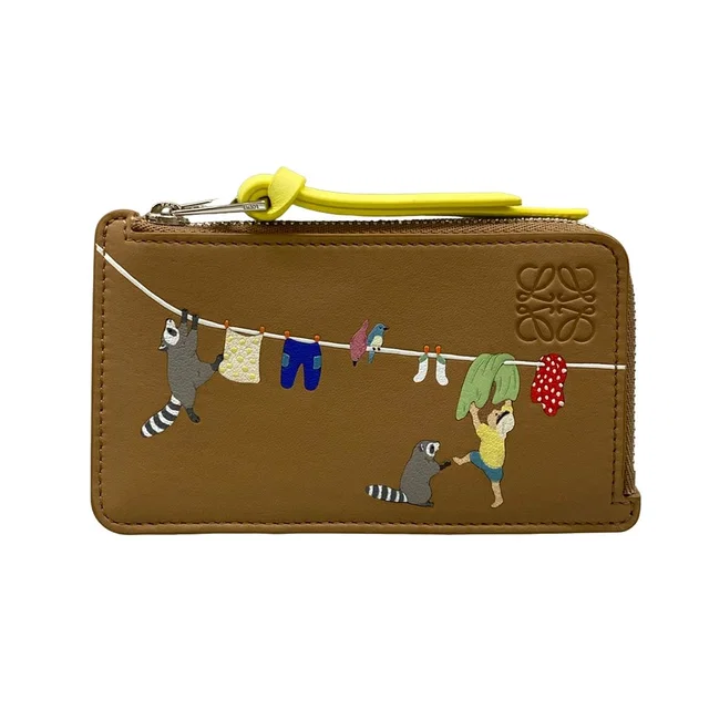 Loewe Card Case Brown Coin Raccoon Leather in Brown Leather from The Reluxe