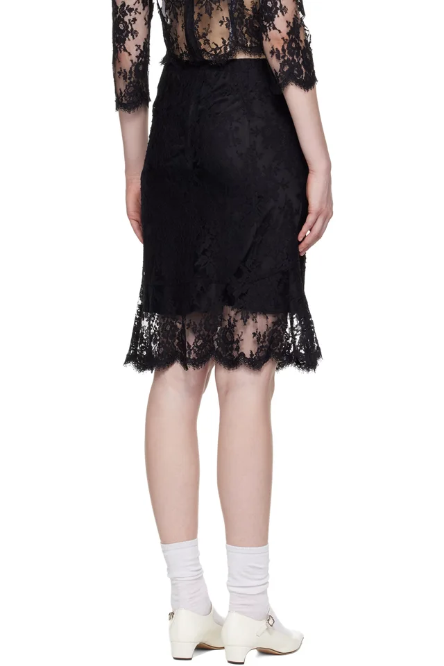 SHUSHU/TONG Black Flared Midi Skirt, photo 3 of 4 from SSENSE