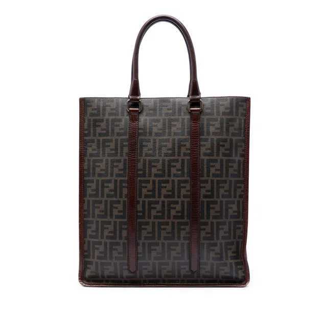 Brown Fendi Zucca Coated Canvas Vertical Tote in Brown Coated canvas from Designer Revival