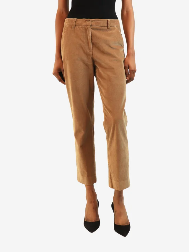 Max Mara Camel corduroy capri trousers - size XS in Brown from Sign of the Times