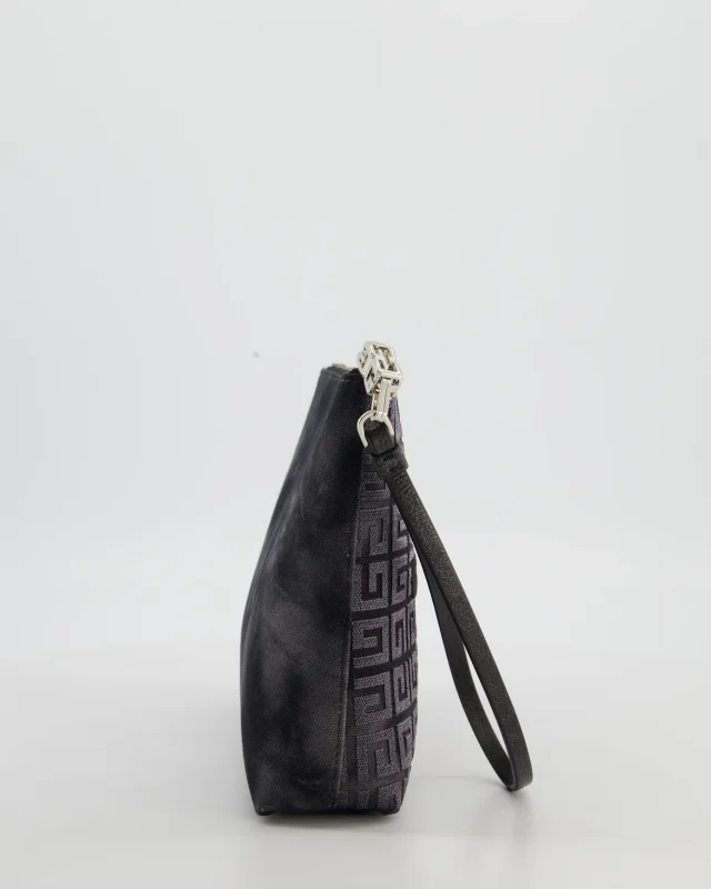 Givenchy and Grey 4G Embroidered Tie and Dye Canvas Travel Pouch with Wrist Strap in Black Canvas from Sellier, photo 3 of 12