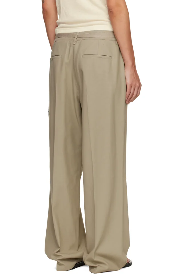 LE17SEPTEMBRE Beige Twill Paneled Trousers, photo 3 of 4 from SSENSE