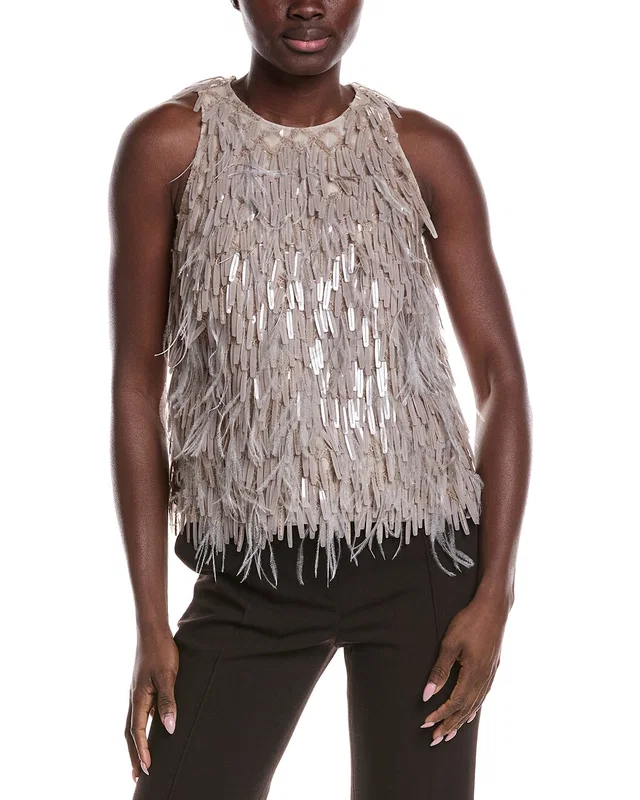 Brunello Cucinelli Silk Fringe Tank in //asset2.ruecdn.com/images/sw/141559/1415596741_RLSW_multi.jpg, image 1 of 1 from Gilt