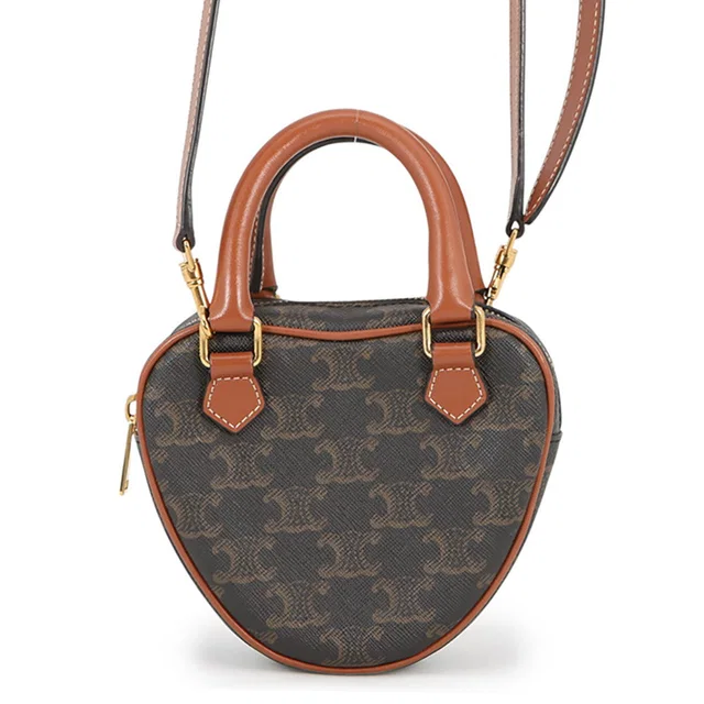 Celine Triomphe Heart 2WAY Bag Tan198222 PVC Leather in Leather from GALLERY RARE