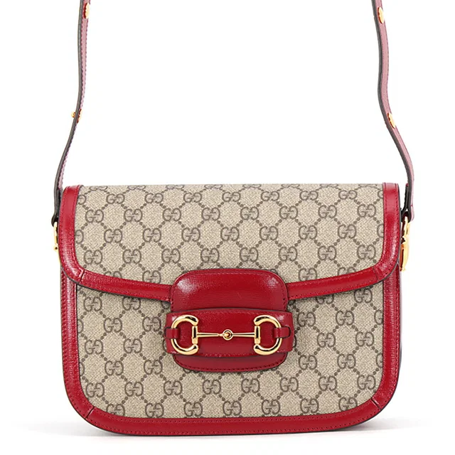 Gucci Horsebit 1955 Medium Shoulder Bag Beige/Red602204 GG Supreme in Beige from GALLERY RARE