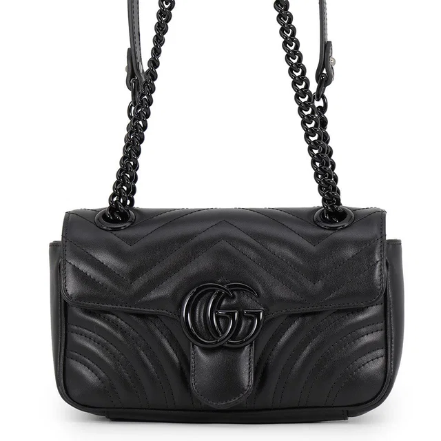 Gucci GG Marmont Shoulder Bag Black446744 Leather in Leather from GALLERY RARE