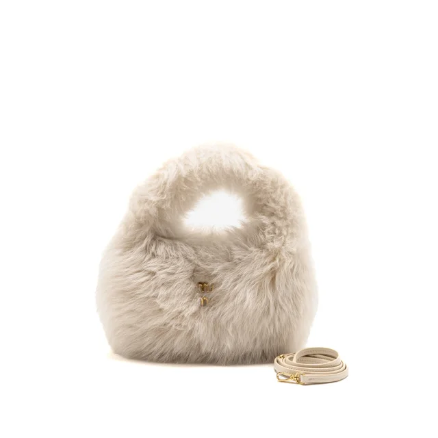 Miu Miu Wander Bag Shearling Light Grey GHW in Grey from EMIER