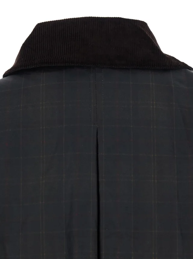 Barbour 'Duffle' Dark Brown Jacket with All-Over Stripes and Logo Patch on the Front in Waxed Cotton Woman in Brown 100% WAXED COTTON, photo 7 of 8 from Gaudenzi Boutique