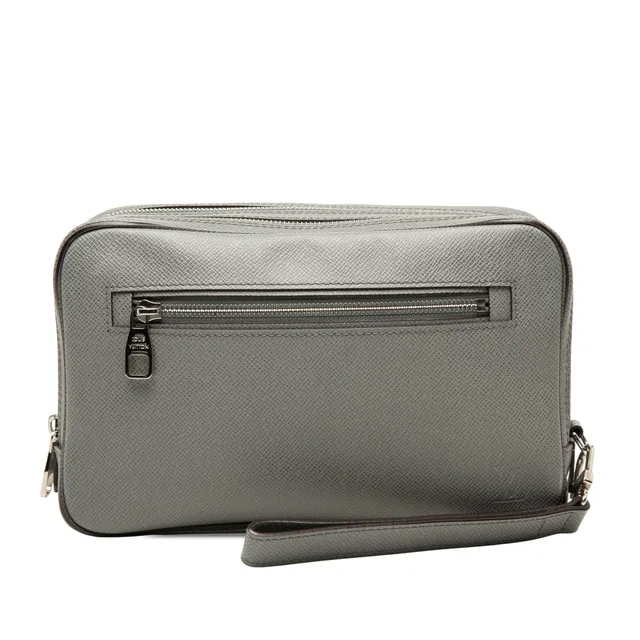 Gray Louis Vuitton Taiga Kasai Clutch Bag in Grey Leather from Designer Revival