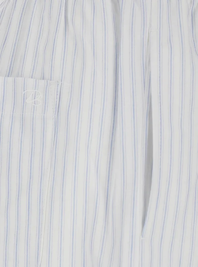 DUNST White Pants with elastic waistband and drawstring and all-over striped pattern in cotton for women in White 100% Cotton, photo 6 of 6 from Gaudenzi Boutique