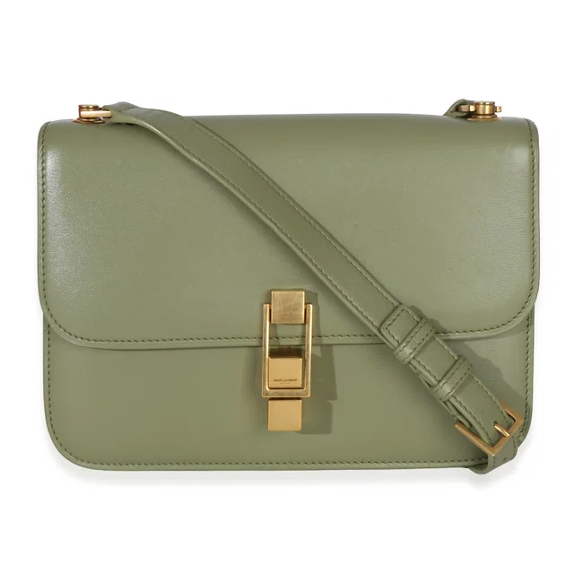 Saint Laurent Light Green Smooth Calfskin Le Carre Satchel in Green Calfskin from myGemma