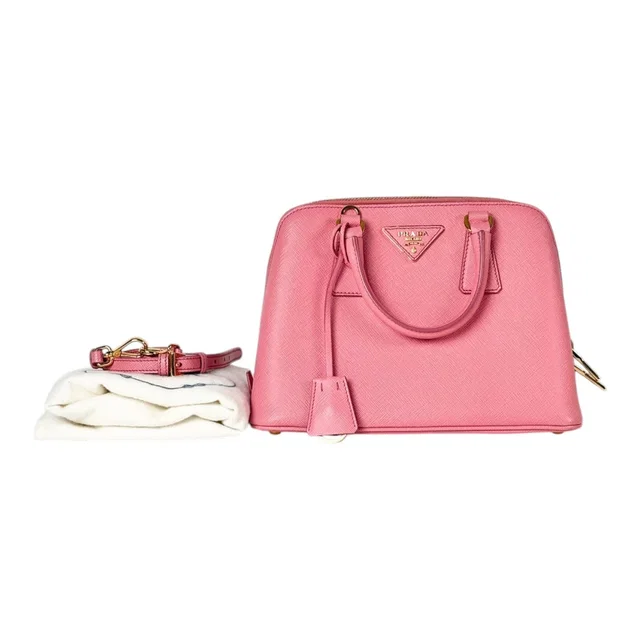 Prada Pink Saffiano Top Handle & Crossbody Bag in Pink Saffiano leather from Luxury Promise