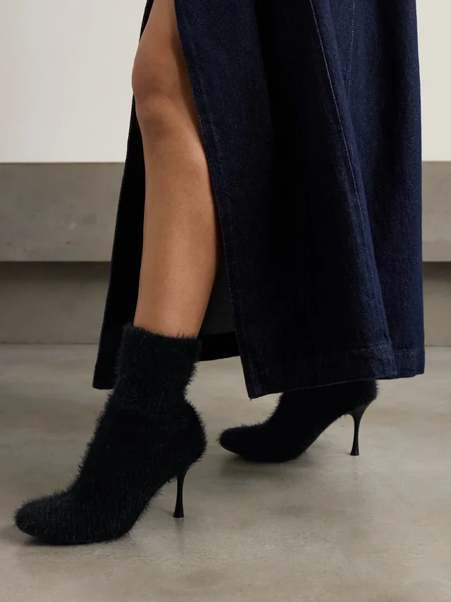 GIANVITO ROSSI Aspen 95 brushed ribbed-knit ankle boots in Black, photo 2 of 2 from NET-A-PORTER (Canada)