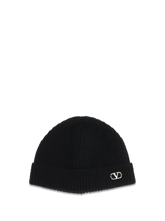 Valentino Garavani 9y2hb02gatz Beanie — Black Cashmere Beanies in Black Cashmere from HEWI