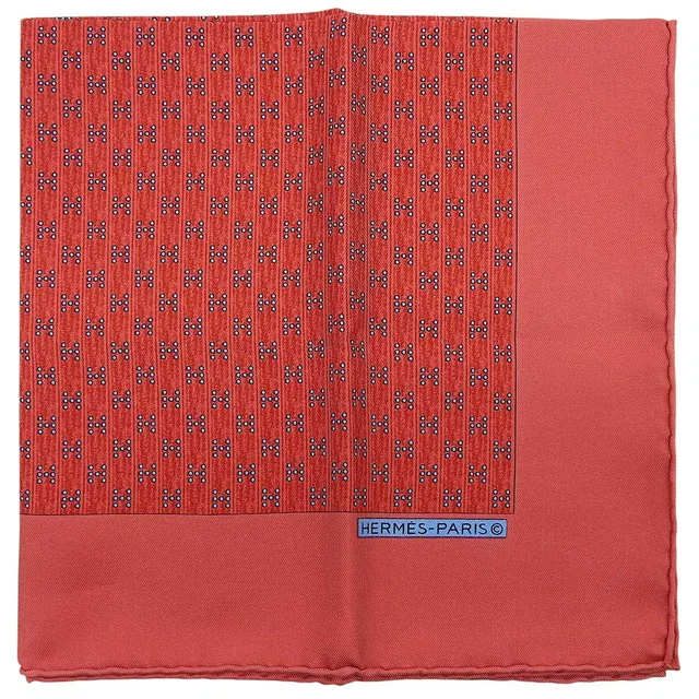 Hermès Carré 45 H Logo Scarf Red in Red Silk from VINTAGE QOO TOKYO