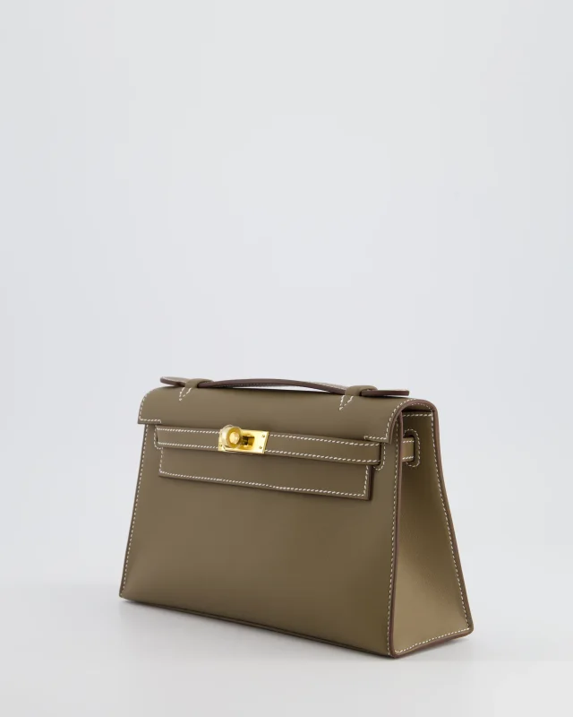 Hermès Kelly Pochette Bag in Taupe Swift leather from Sellier, photo 9 of 19
