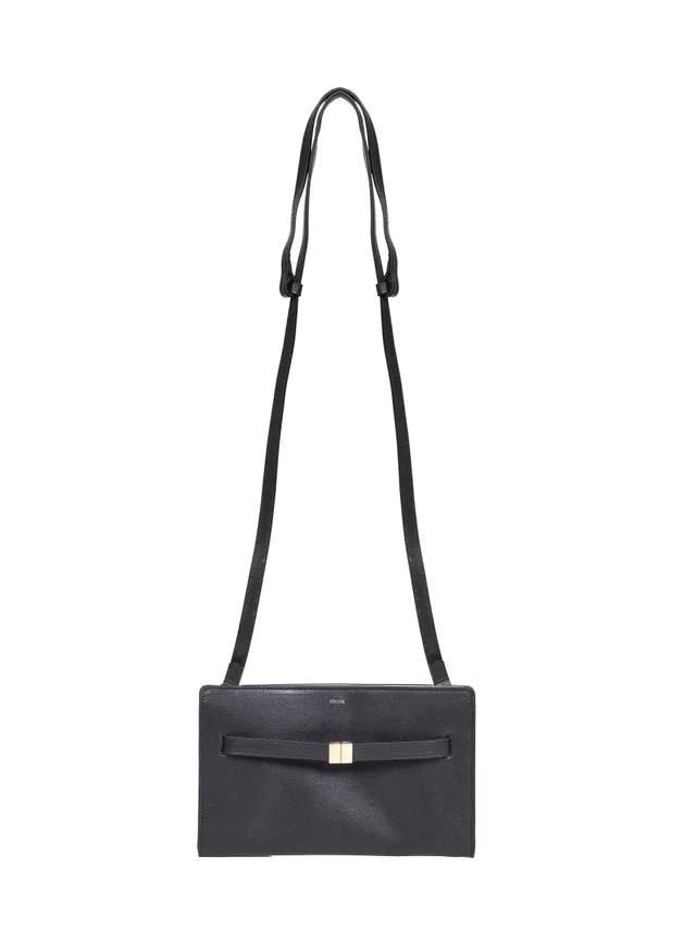 TOTEME Palmellato Calf Leather Crossbody Bag — Black in Black Calfskin from HEWI