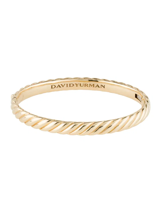 David Yurman 18K Sculpted Cable Bangle Bracelet, 6" in multicolor from The RealReal