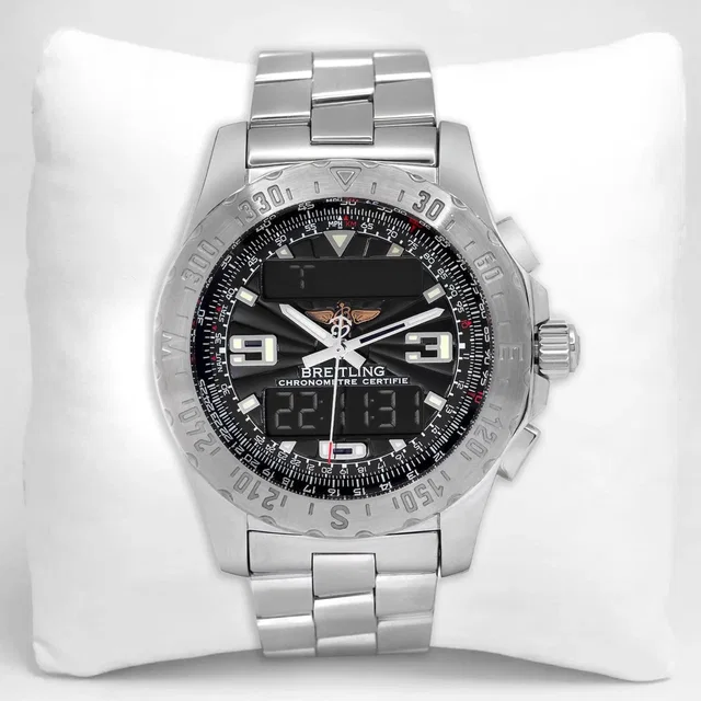 Breitling Airwolf A78363 Stainless Steel Black Dial Luxury Pilot Watch in Black from Truefacet