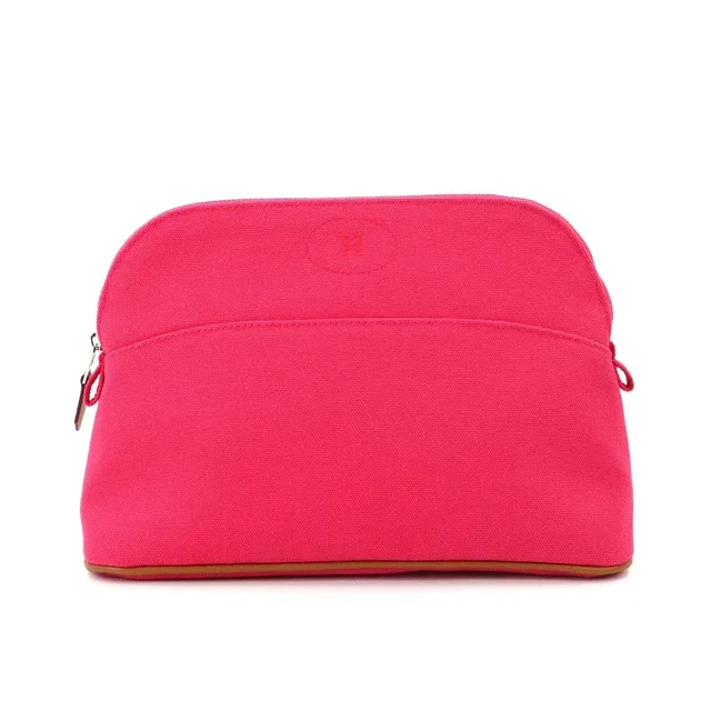 Hermès Bolide Pouch MM Cotton Canvas Leather Hibiscus Purse in Canvas from Luxury Promise