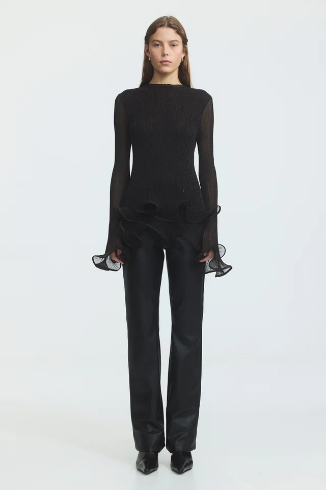AJE Agata Ruffle Knit Top in Black from Aje, photo 1 of 1