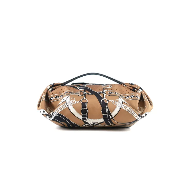 Hermès Balusoie Silk Bag Biscuit/Noir in Black Silk from The Purse Affair