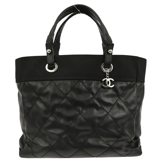 Chanel 2012-2013 Black Coated Canvas Paris-Biarritz MM Tote Handbag in Black Coated canvas from AMORE Vintage Tokyo