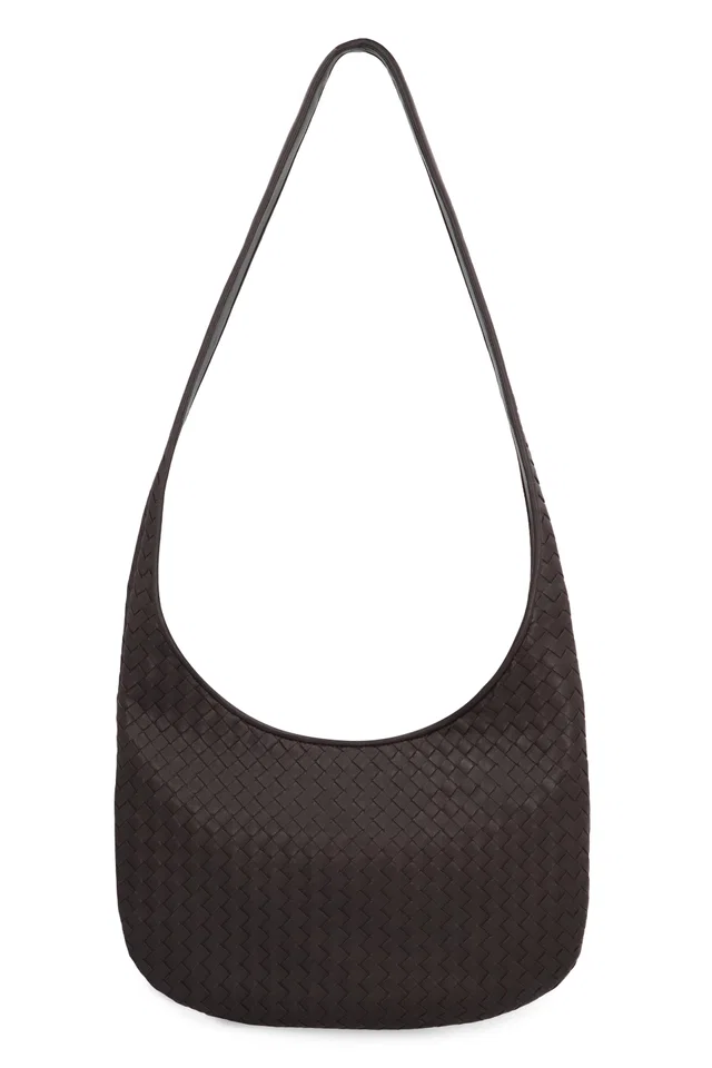Bottega Veneta Intrecciato Woven Leather Crossbody Bag — Black Lamb in Black Woven leather from HEWI