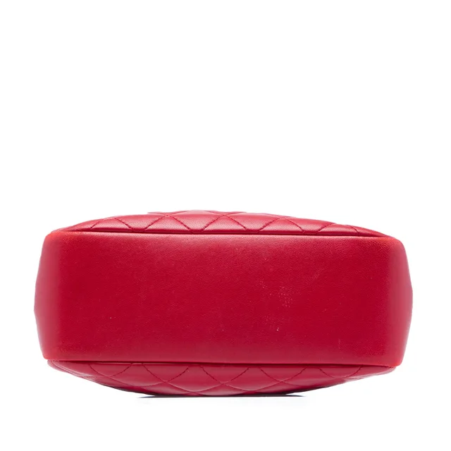 Red Chanel Medium Quilted Lambskin Curvy Cosmetic Pouch in Red Lambskin from Designer Revival, photo 2 of 2