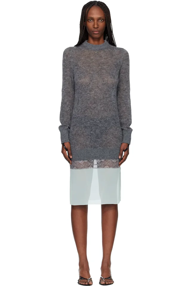 Gray & Green Multi-Layer Pullover Midi Dress, image 1 of 1 from SSENSE