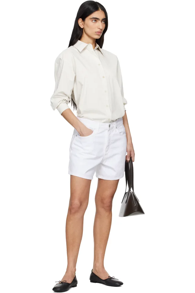 AGOLDE White Leith Denim Shorts, photo 4 of 4 from SSENSE