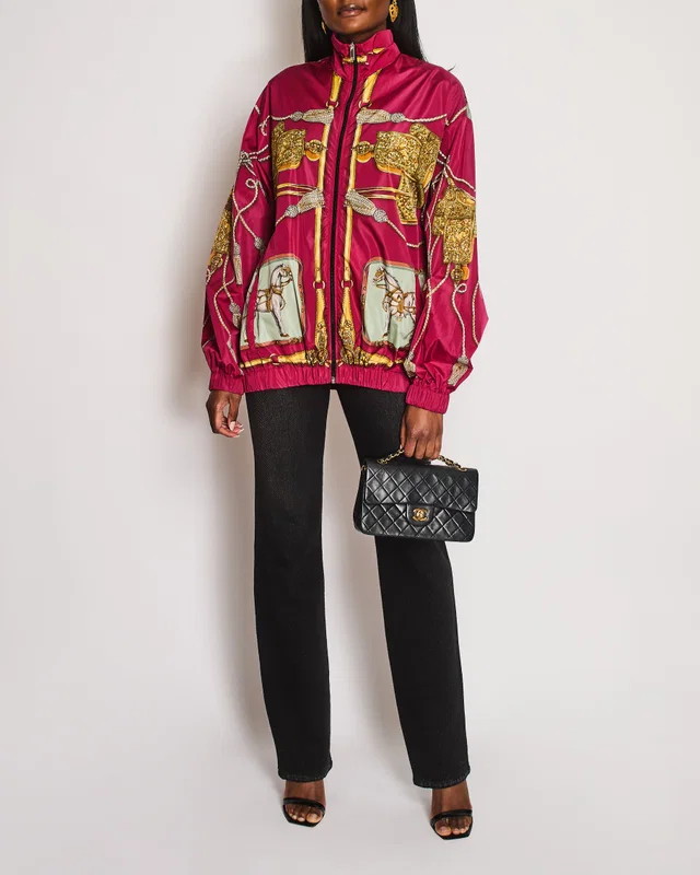 Gucci Dark Pink Equestrian Print Oversized Windbreaker Size S (UK 8) in Pink Nylon from Sellier