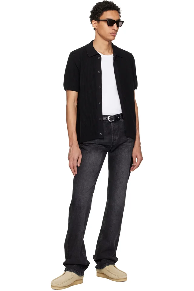 Merz b. Schwanen Black 1961 Ribbed Cotton Knit Shirt, photo 4 of 4 from SSENSE