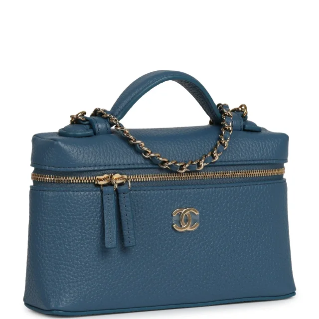 Chanel "Supple" Top Handle Long Vanity Case in Blue Caviar leather from Madison Avenue Couture, photo 2 of 9